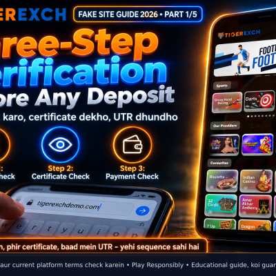 Hand typing the correct domain tigerexchdemo.com into a mobile browser address bar