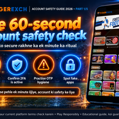 Smartphone displaying Tigerexch247 account settings screen showing a verified email address and phone number under profile section